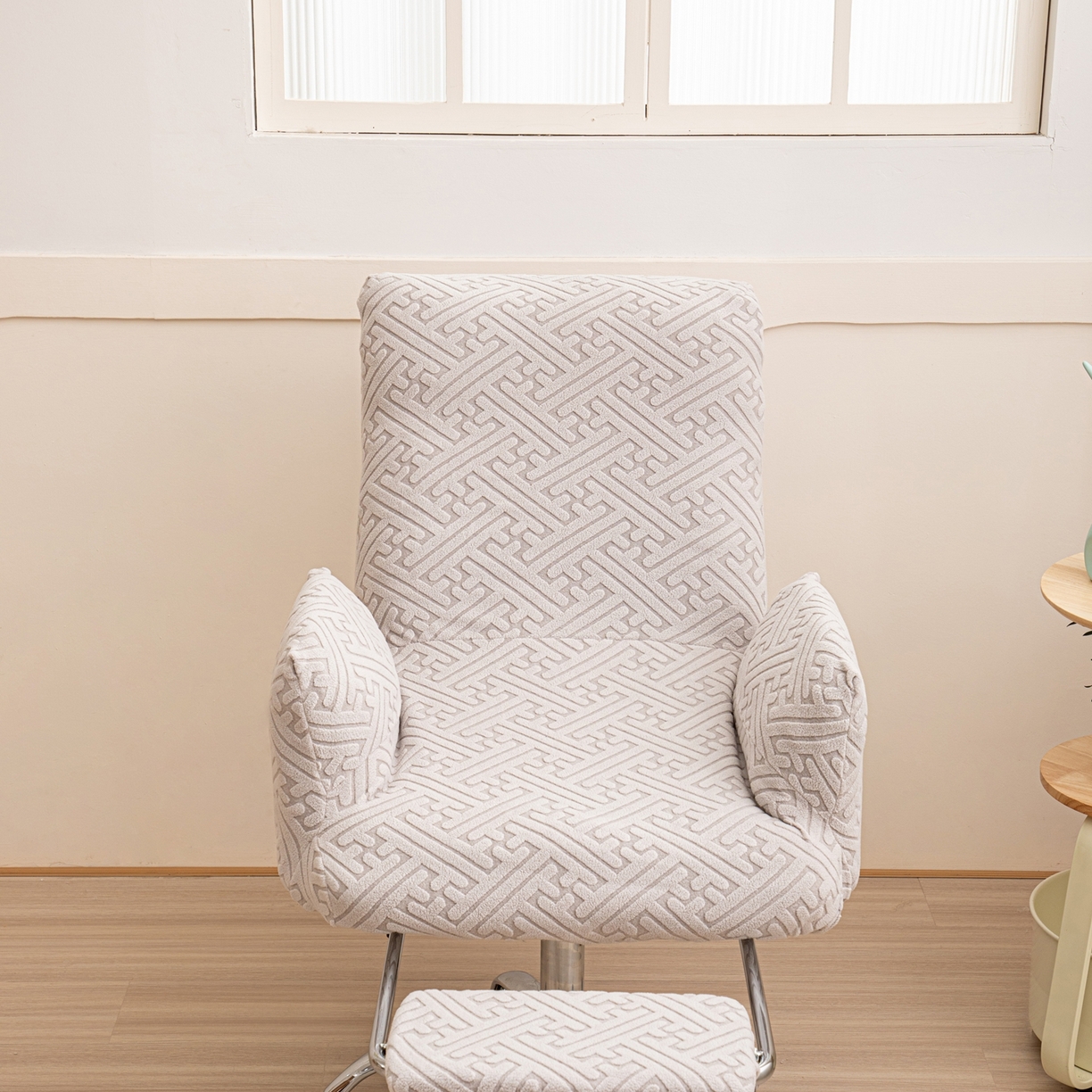 91家纺网 家纺一手货源 找家纺 沐沐家纺 2026新款雅致办公椅套 浅灰