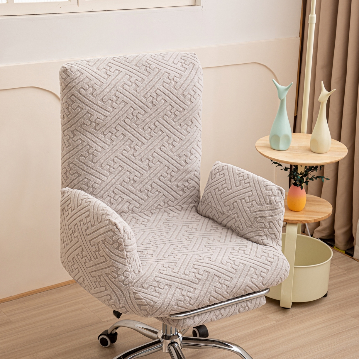 91家纺网 家纺一手货源 找家纺 沐沐家纺 2026新款雅致办公椅套 浅灰