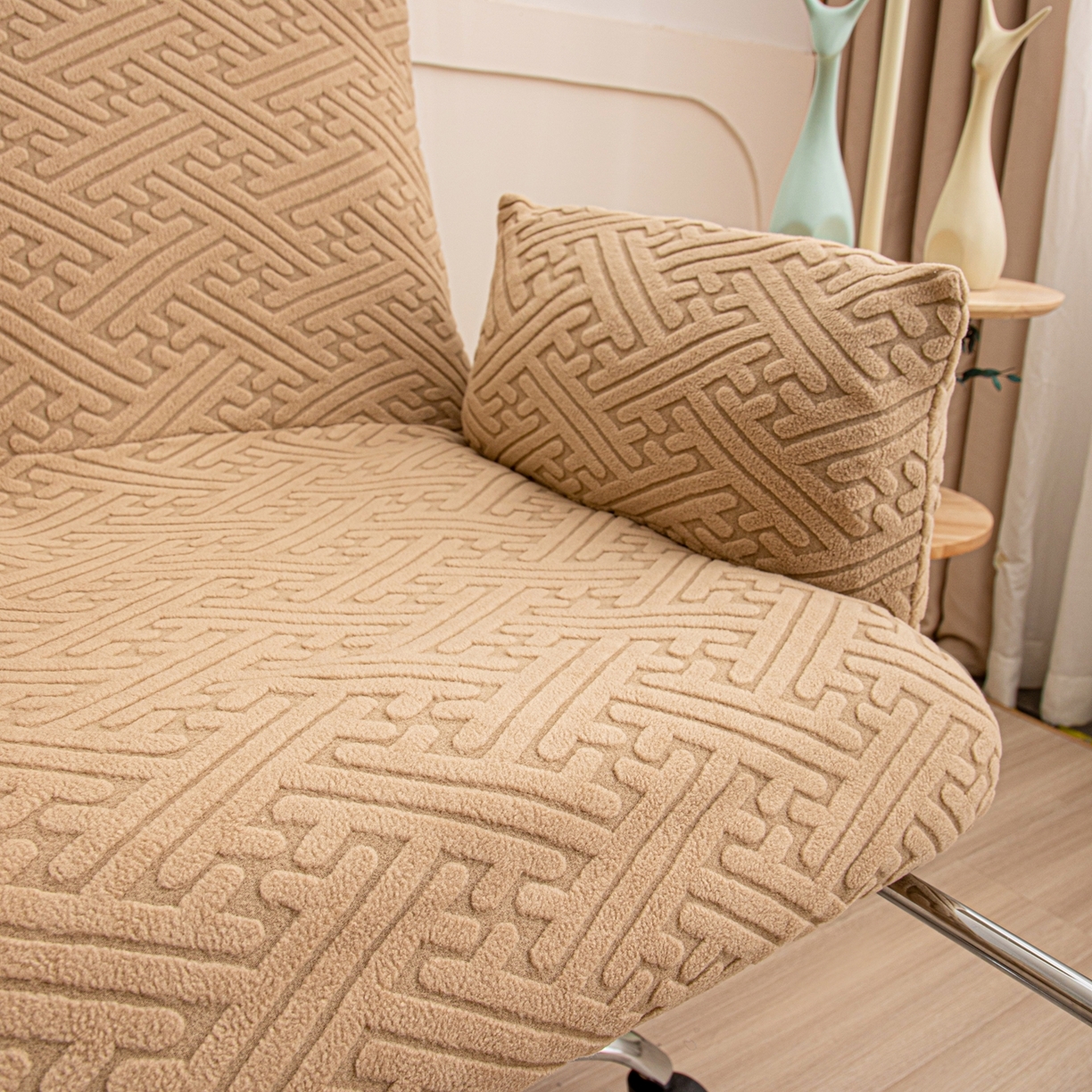 91家纺网 家纺一手货源 找家纺 沐沐家纺 2026新款雅致办公椅套 驼色