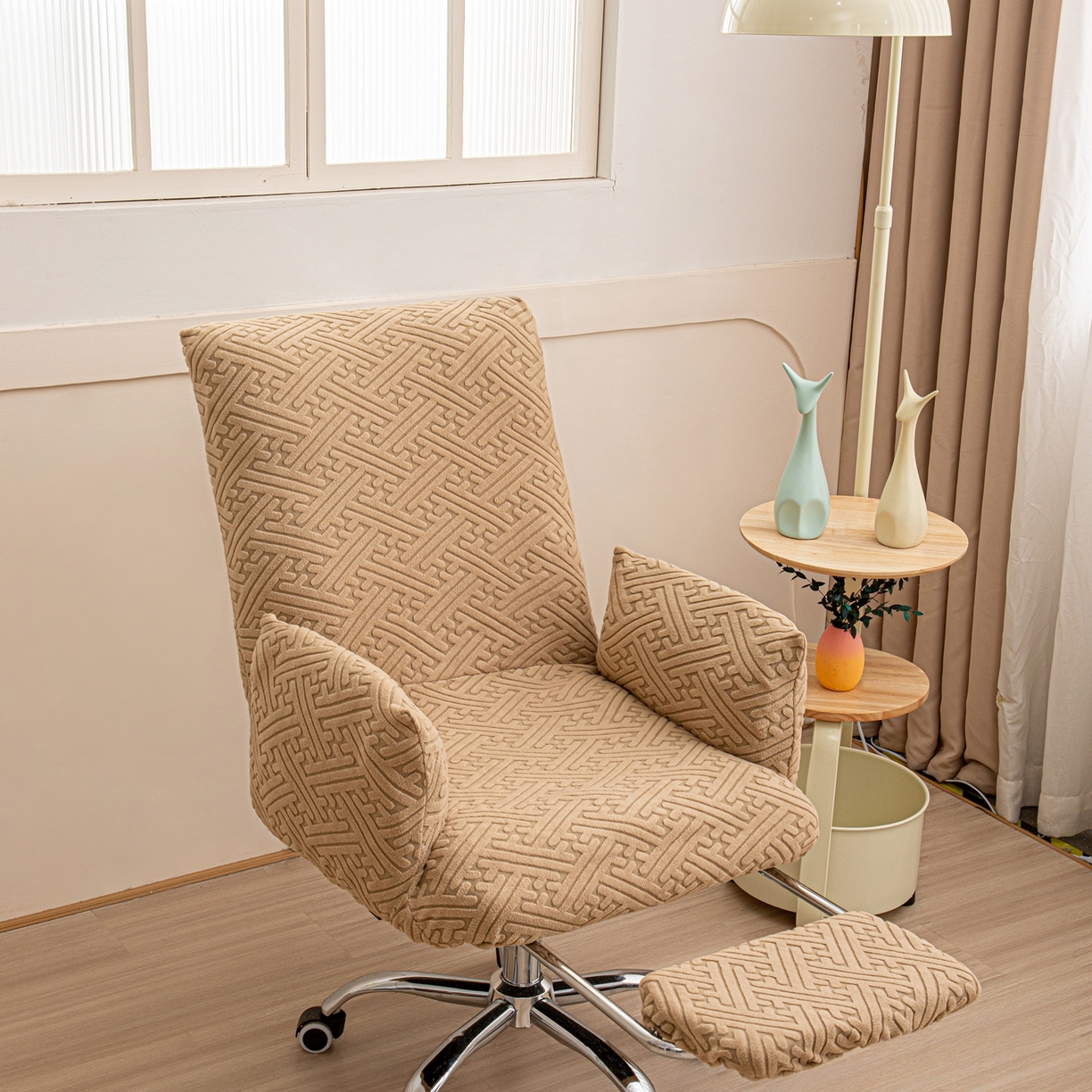 91家纺网 家纺一手货源 找家纺 沐沐家纺 2026新款雅致办公椅套 驼色