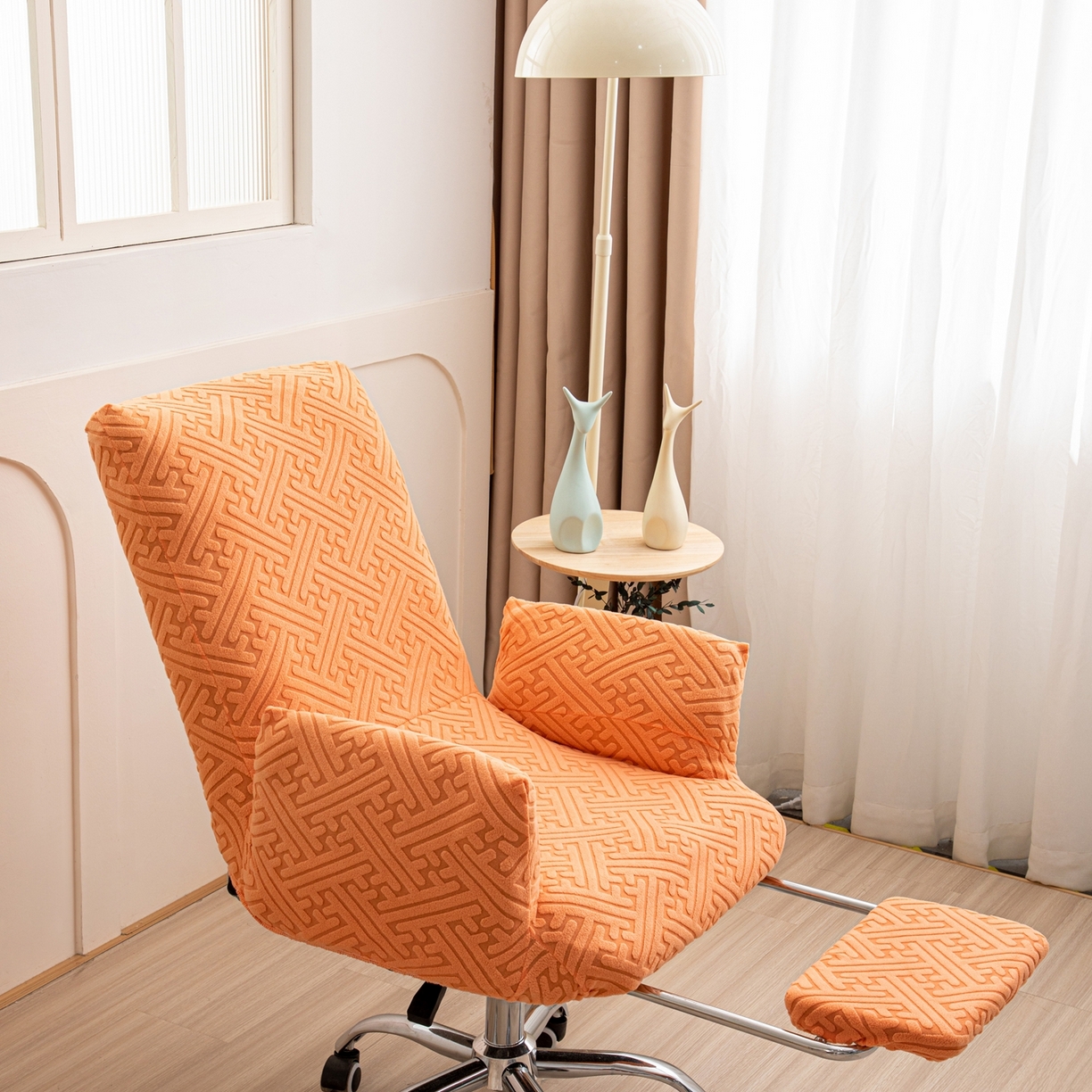 沐沐家纺 2026新款雅致办公椅套 元气橙