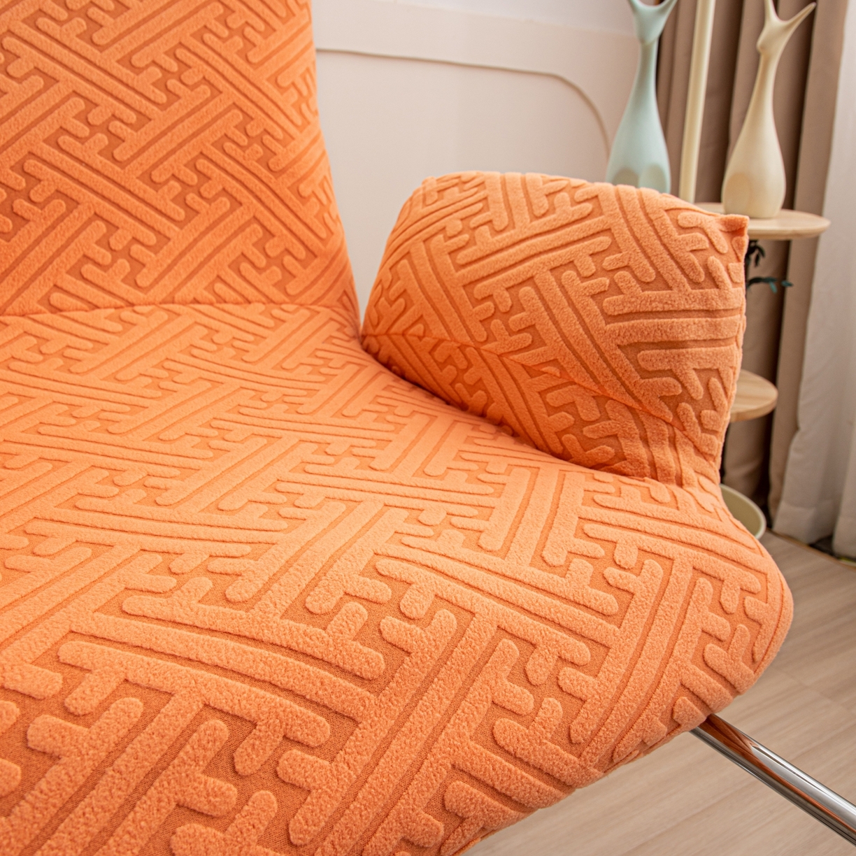 91家纺网 家纺一手货源 找家纺 沐沐家纺 2026新款雅致办公椅套 元气橙