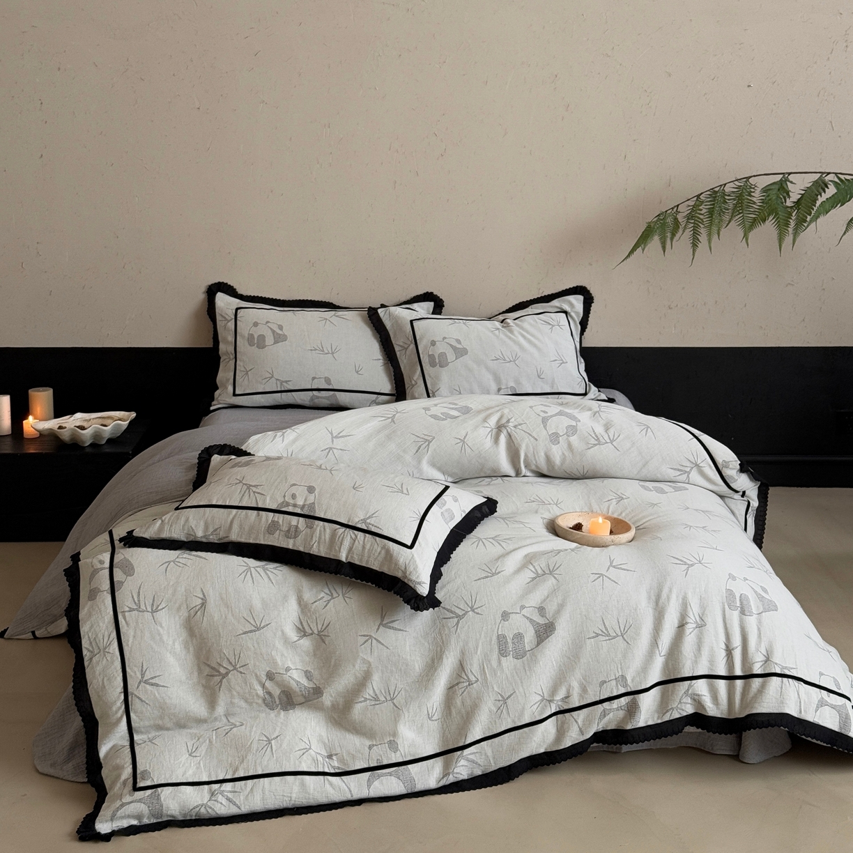 91家纺网 家纺一手货源 找家纺 （总）旷野 2025新款空气层提花皱皱纱碎花边工艺款四件套-竹梦