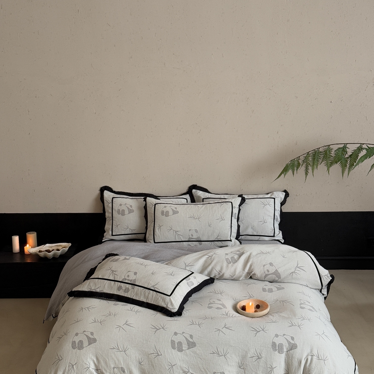 91家纺网 家纺一手货源 找家纺 （总）旷野 2025新款空气层提花皱皱纱碎花边工艺款四件套-竹梦