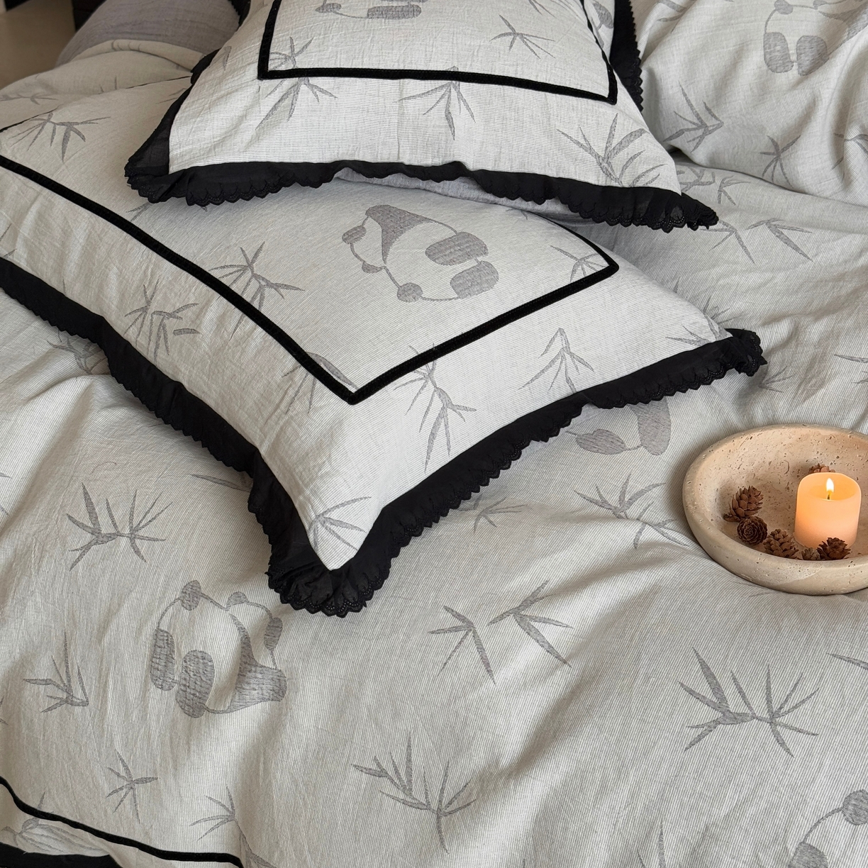 91家纺网 家纺一手货源 找家纺 （总）旷野 2025新款空气层提花皱皱纱碎花边工艺款四件套-竹梦