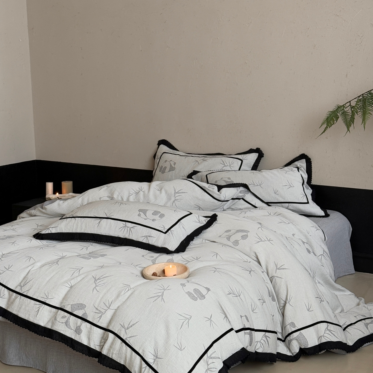 91家纺网 家纺一手货源 找家纺 （总）旷野 2025新款空气层提花皱皱纱碎花边工艺款四件套-竹梦