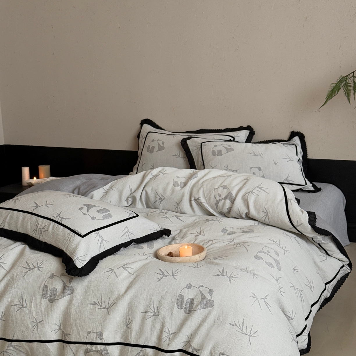 91家纺网 家纺一手货源 找家纺 （总）旷野 2025新款空气层提花皱皱纱碎花边工艺款四件套-竹梦