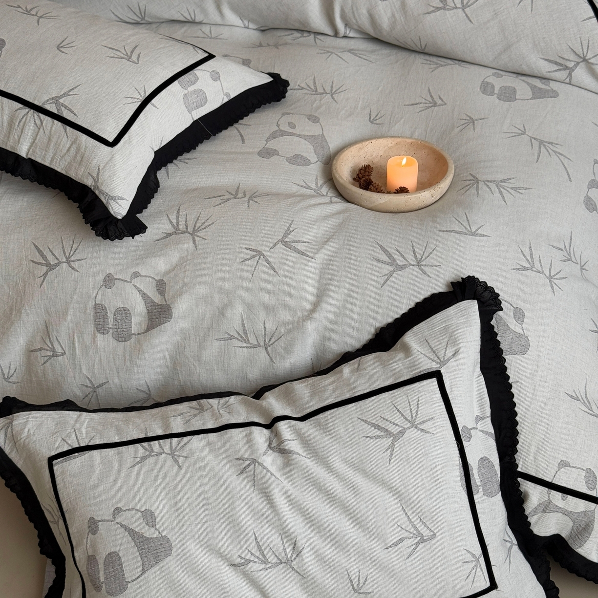 91家纺网 家纺一手货源 找家纺 （总）旷野 2025新款空气层提花皱皱纱碎花边工艺款四件套-竹梦