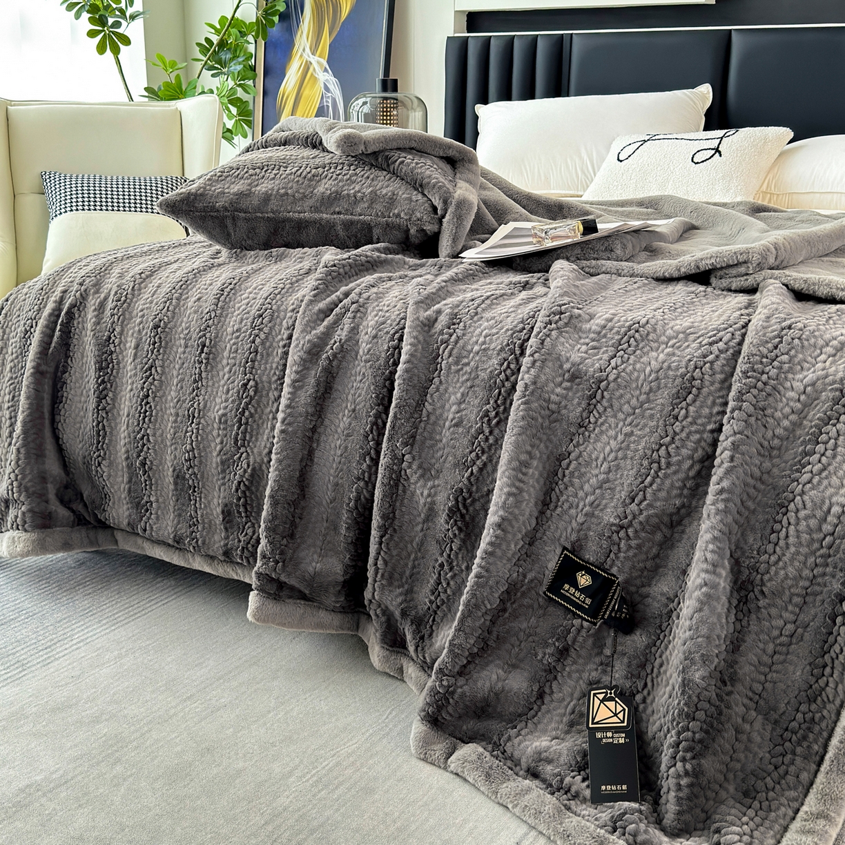 91家纺网 家纺一手货源 找家纺 （总） 2025新款双层仿水貂绒毛皮毯拉舍尔毛毯子云貂绒羊羔绒盖毯加厚双人毯