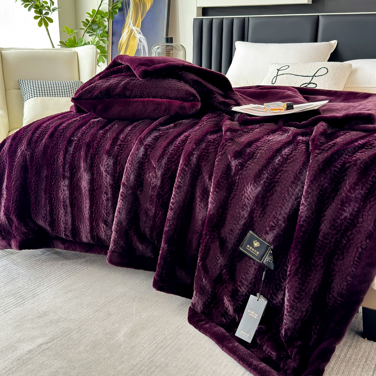 91家纺网 家纺一手货源 找家纺 （总） 2025新款双层仿水貂绒毛皮毯拉舍尔毛毯子云貂绒羊羔绒盖毯加厚双人毯