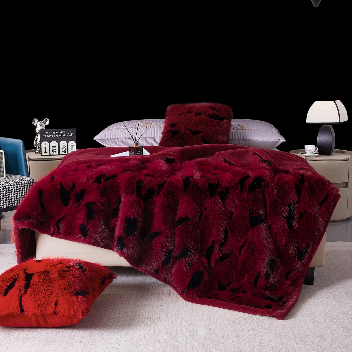91家纺网 家纺一手货源 找家纺 （总） 2025冬季新款床上用野兽派毛毯被子午休毯结婚用双人婚庆拉舍尔毛毯子