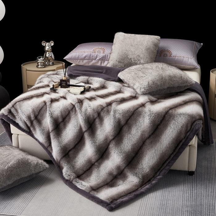 91家纺网 家纺一手货源 找家纺 （总） 2025冬季新款床上用野兽派毛毯被子午休毯结婚用双人婚庆拉舍尔毛毯子