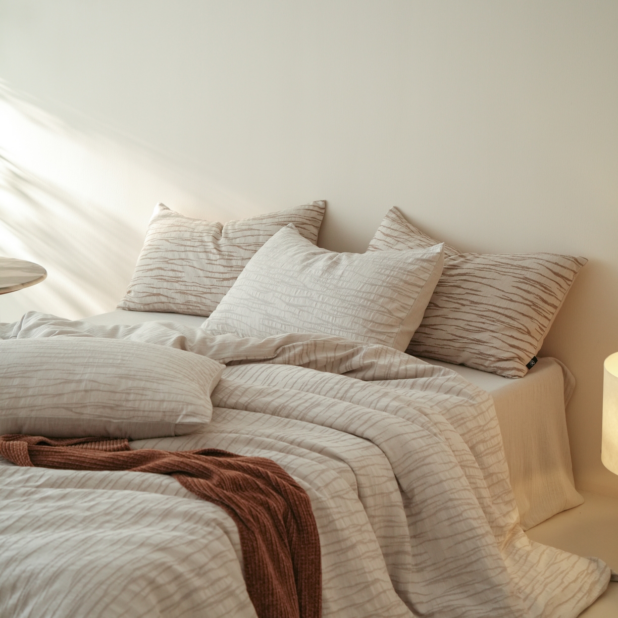 91家纺网 家纺一手货源 找家纺 旷野 2025新款亚麻四件套-珊瑚海系列 珊瑚海-浅调灰