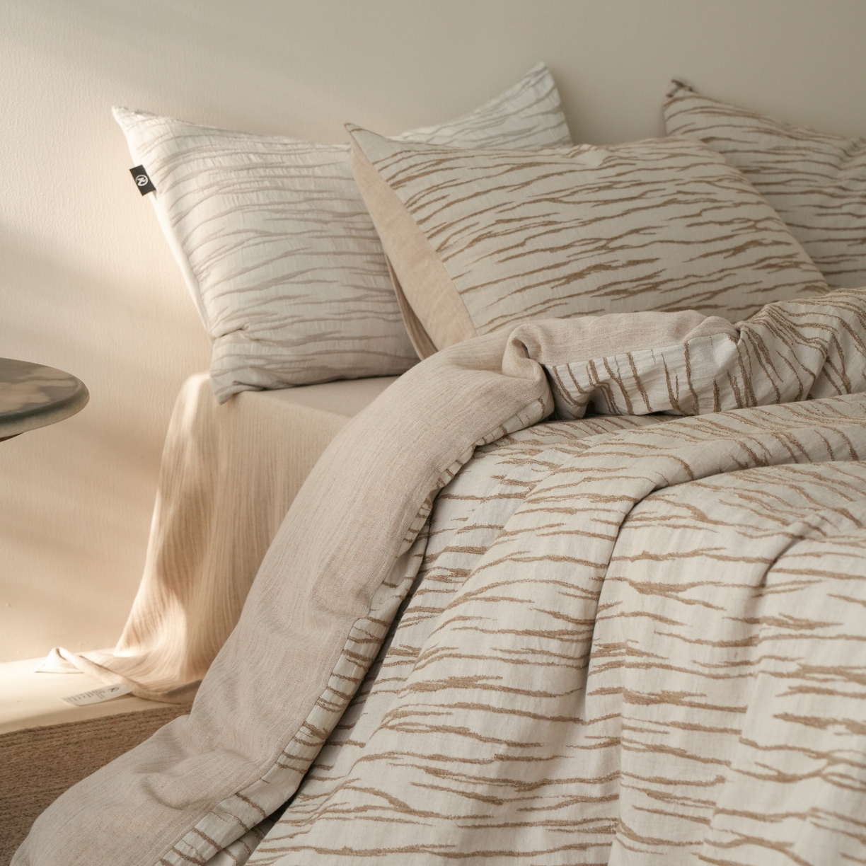 91家纺网 家纺一手货源 找家纺 （总）旷野 2025新款亚麻四件套-珊瑚海系列