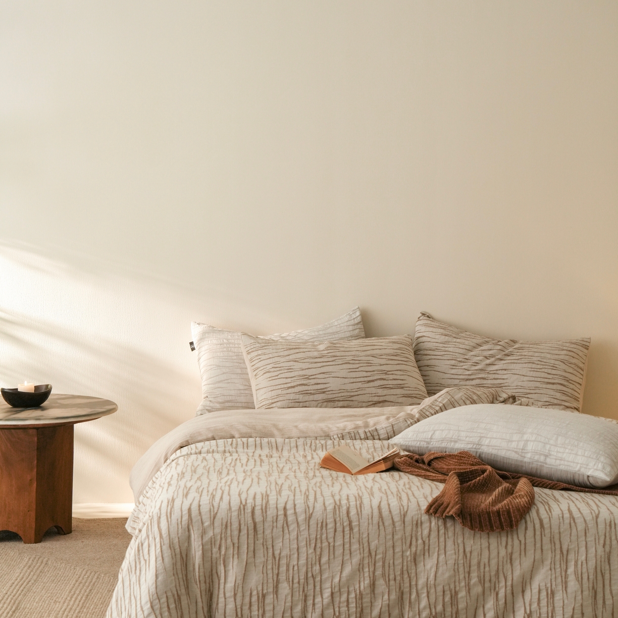 91家纺网 家纺一手货源 找家纺 旷野 2025新款亚麻四件套-珊瑚海系列 珊瑚海-慕斯咖