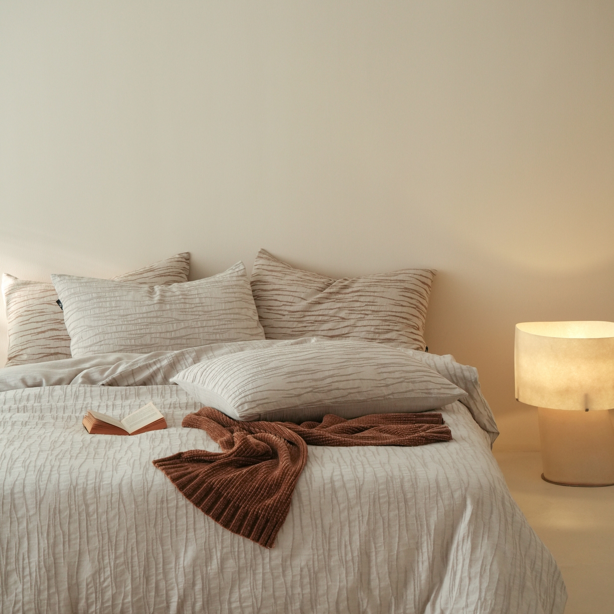 91家纺网 家纺一手货源 找家纺 旷野 2025新款亚麻四件套-珊瑚海系列 珊瑚海-浅调灰