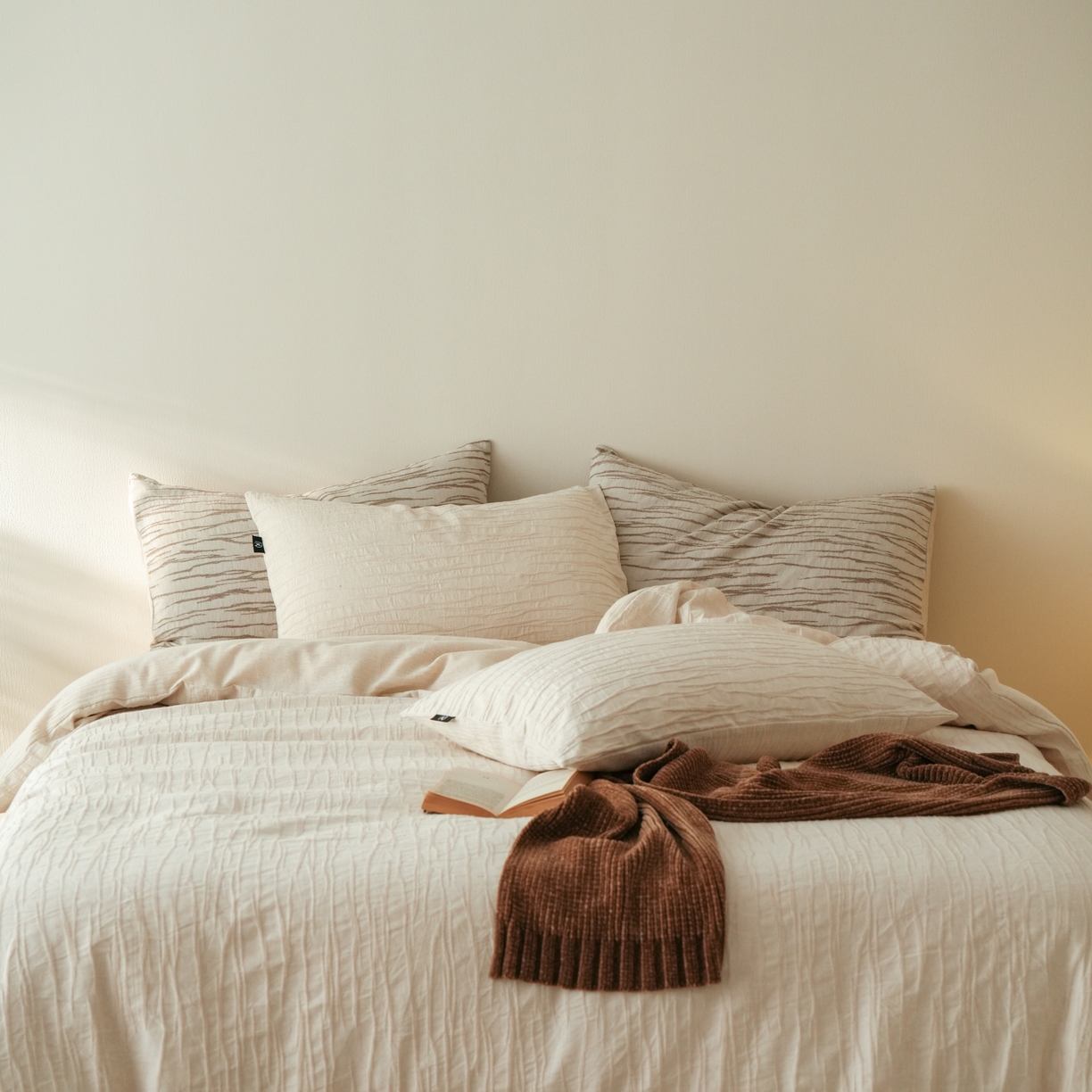 91家纺网 家纺一手货源 找家纺 旷野 2025新款亚麻四件套-珊瑚海系列 珊瑚海-亚麻米