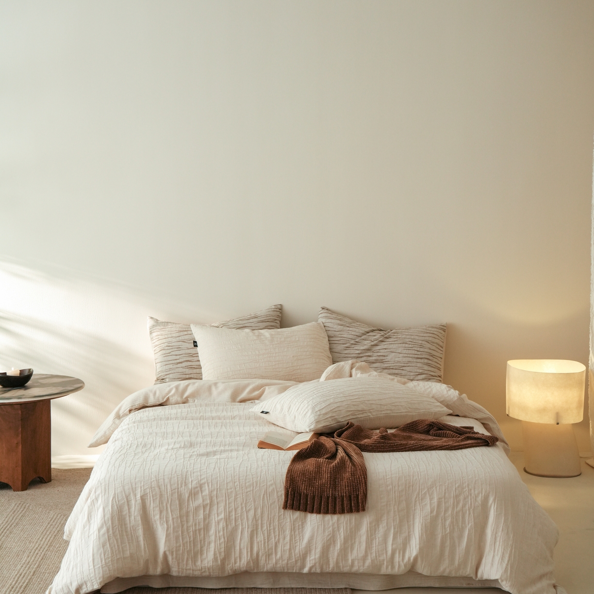 91家纺网 家纺一手货源 找家纺 旷野 2025新款亚麻四件套-珊瑚海系列 珊瑚海-亚麻米