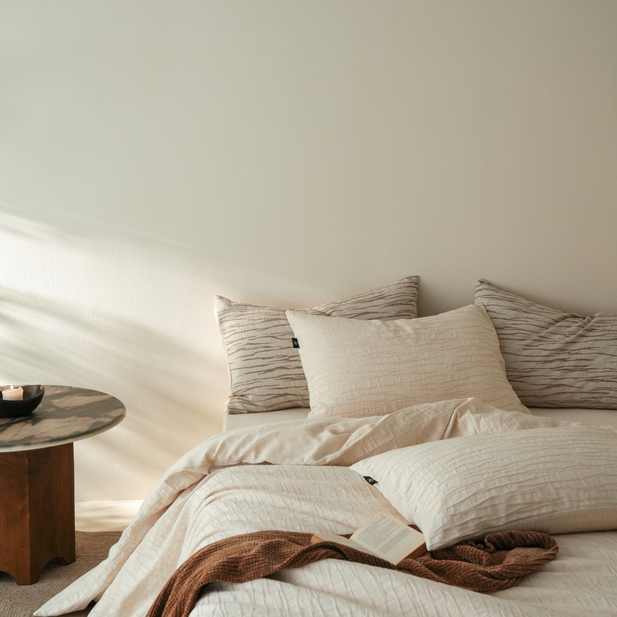 91家纺网 家纺一手货源 找家纺 旷野 2025新款亚麻四件套-珊瑚海系列 珊瑚海-亚麻米