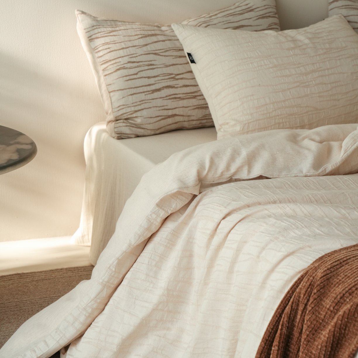 91家纺网 家纺一手货源 找家纺 旷野 2025新款亚麻四件套-珊瑚海系列 珊瑚海-亚麻米