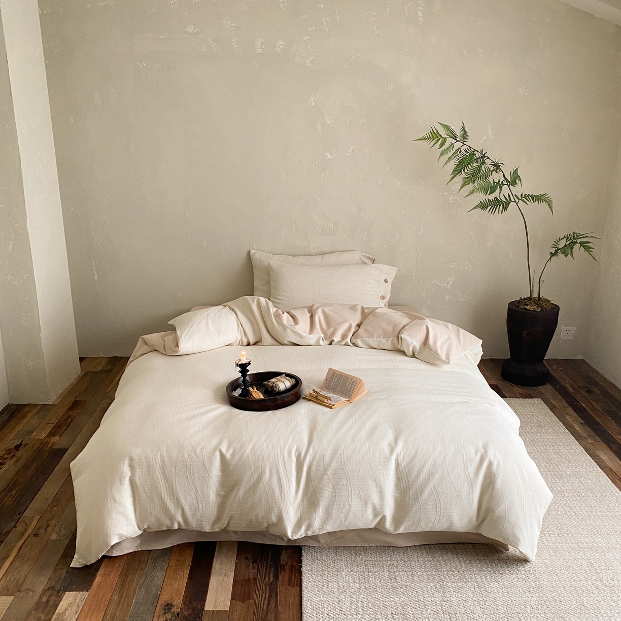 91家纺网 家纺一手货源 找家纺 （总）旷野 2025新款全棉色织大提花100支磨毛四件套