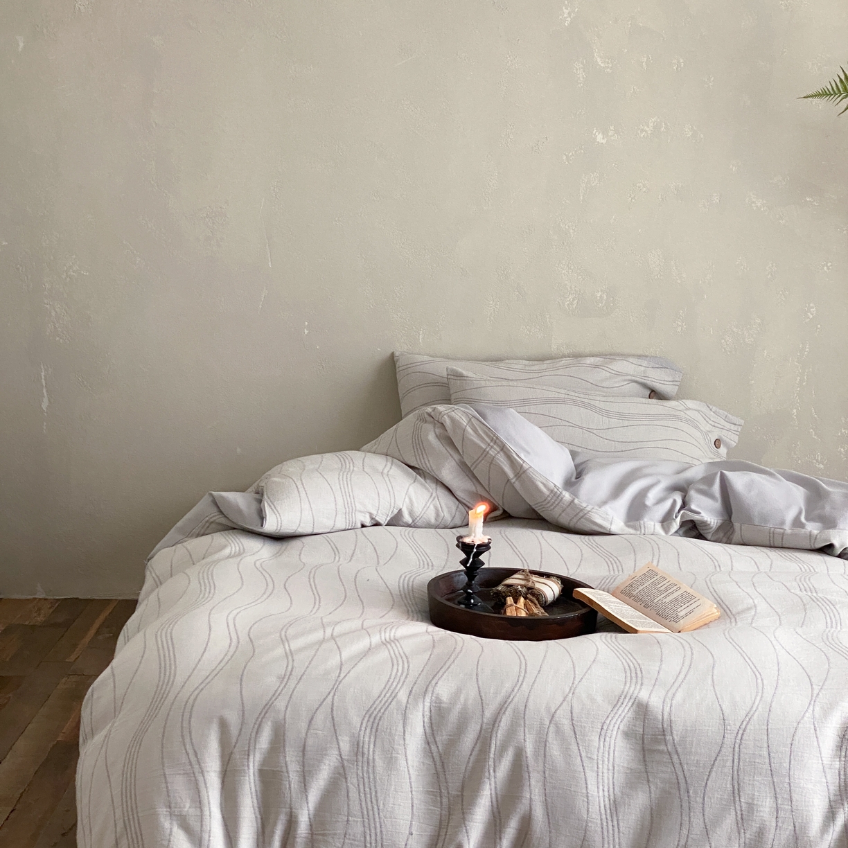 91家纺网 家纺一手货源 找家纺 旷野 2025新款全棉色织大提花100支磨毛四件套 岛屿-灰