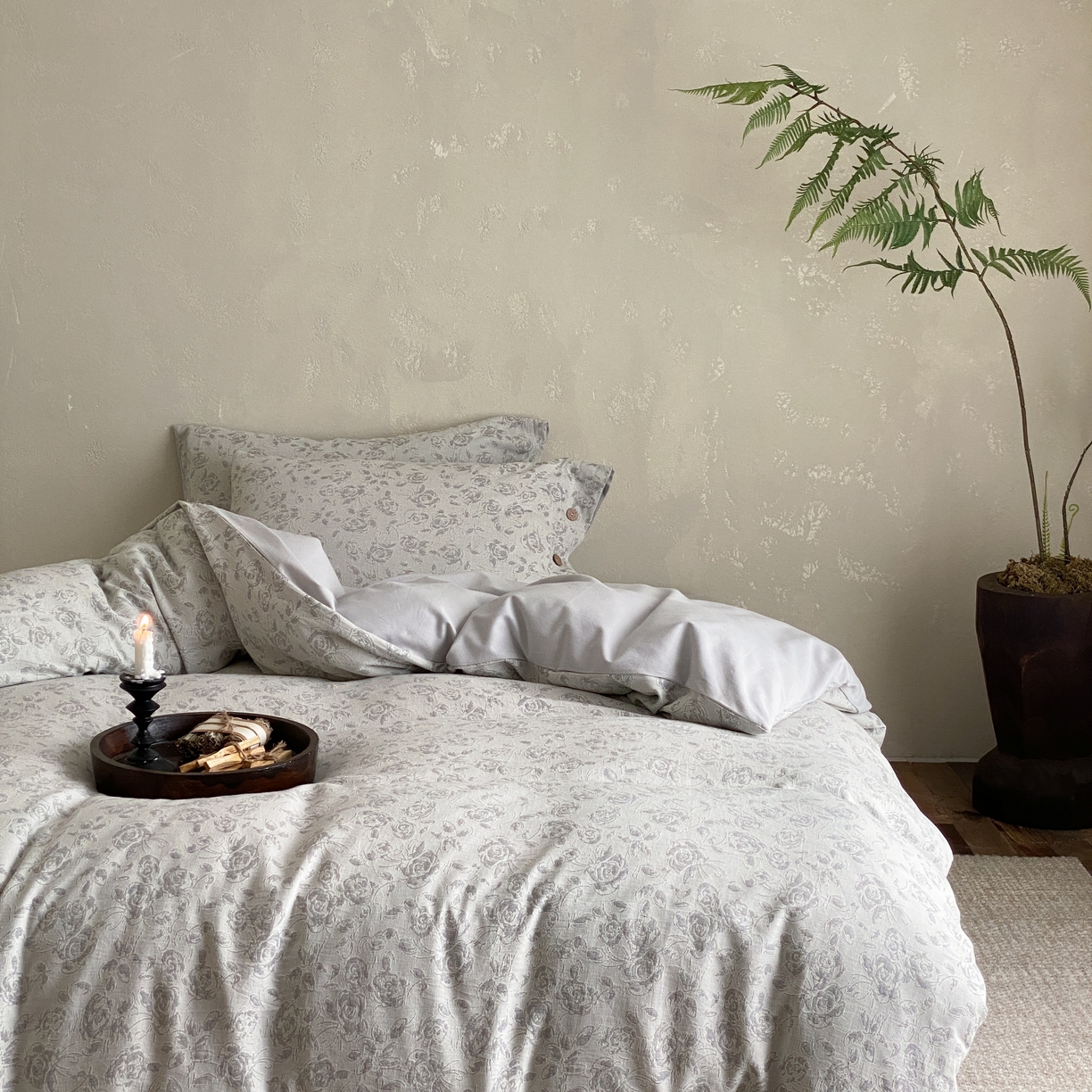 91家纺网 家纺一手货源 找家纺 旷野 2025新款全棉色织大提花100支磨毛四件套 曼塔玫瑰