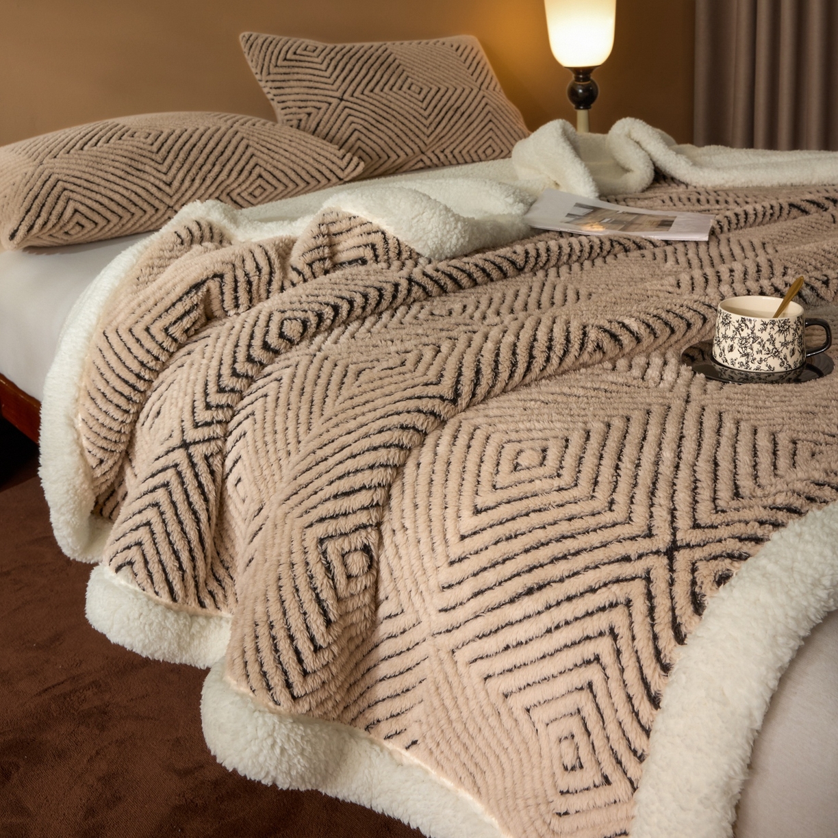 91家纺网 家纺一手货源 找家纺 （总）欧邦 2025新款航空轻奢暖阳绒羊羔绒毛毯毯子