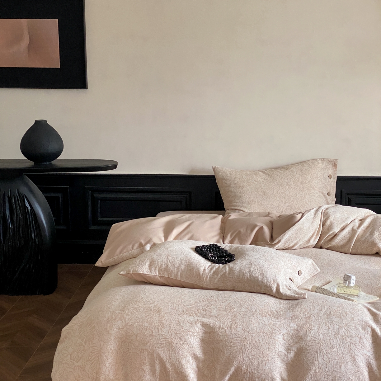 91家纺网 家纺一手货源 找家纺 旷野 2025新款全棉色织大提花100支磨毛四件套 晚枫林-咖