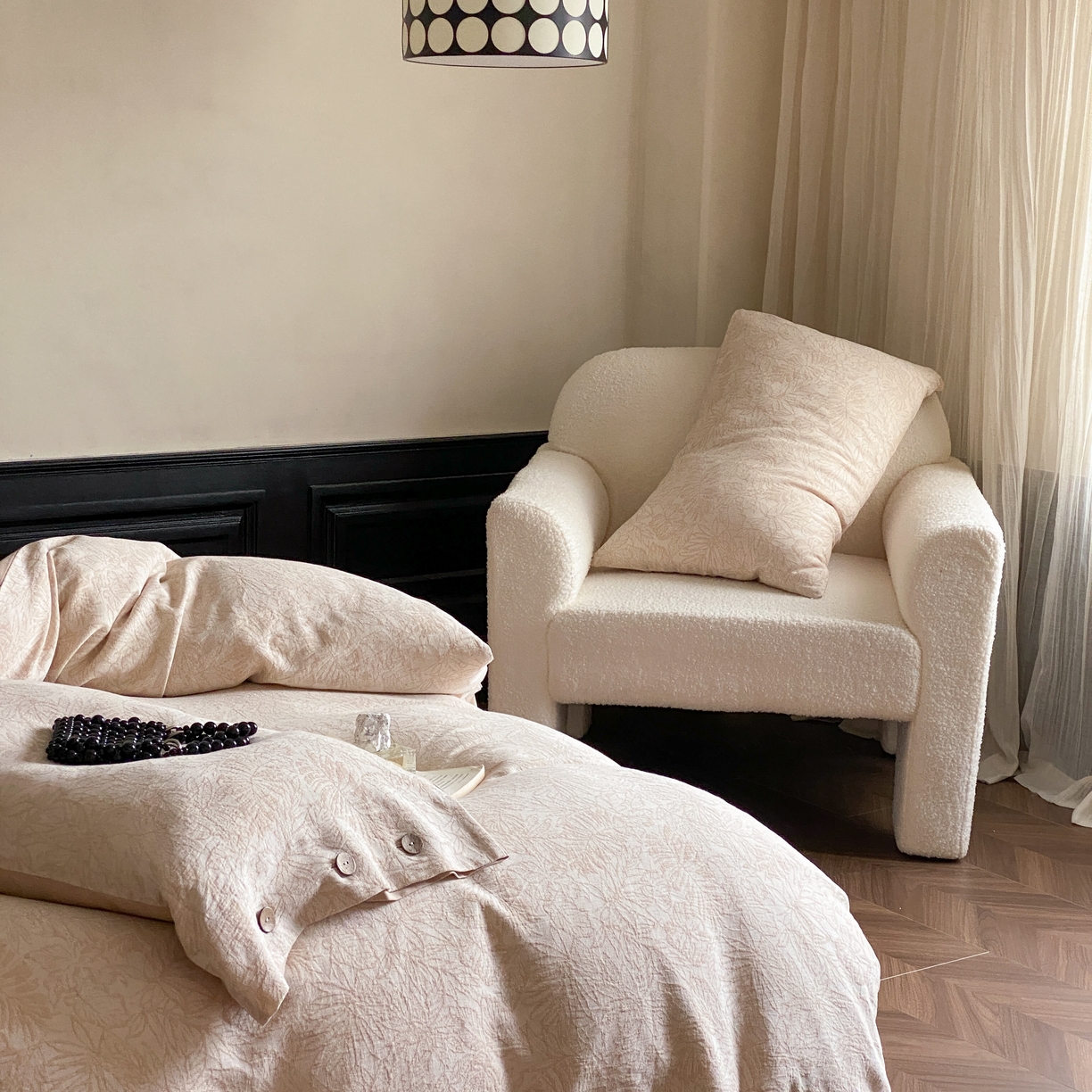 91家纺网 家纺一手货源 找家纺 旷野 2025新款全棉色织大提花100支磨毛四件套 晚枫林-咖