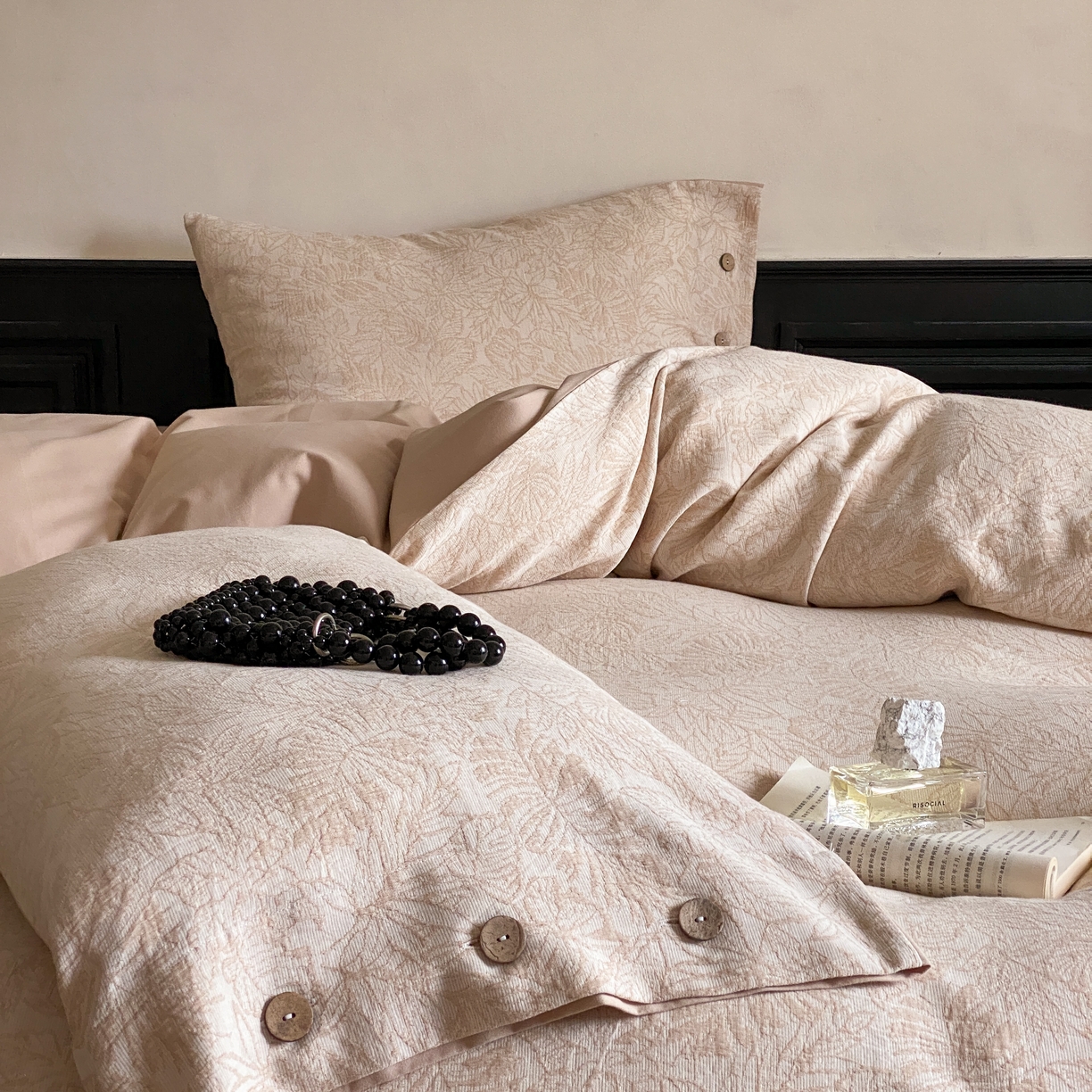 91家纺网 家纺一手货源 找家纺 旷野 2025新款全棉色织大提花100支磨毛四件套 晚枫林-咖