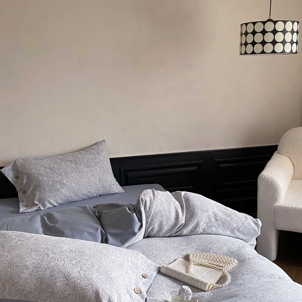 91家纺网 家纺一手货源 找家纺 旷野 2025新款全棉色织大提花100支磨毛四件套 晚枫林-蓝