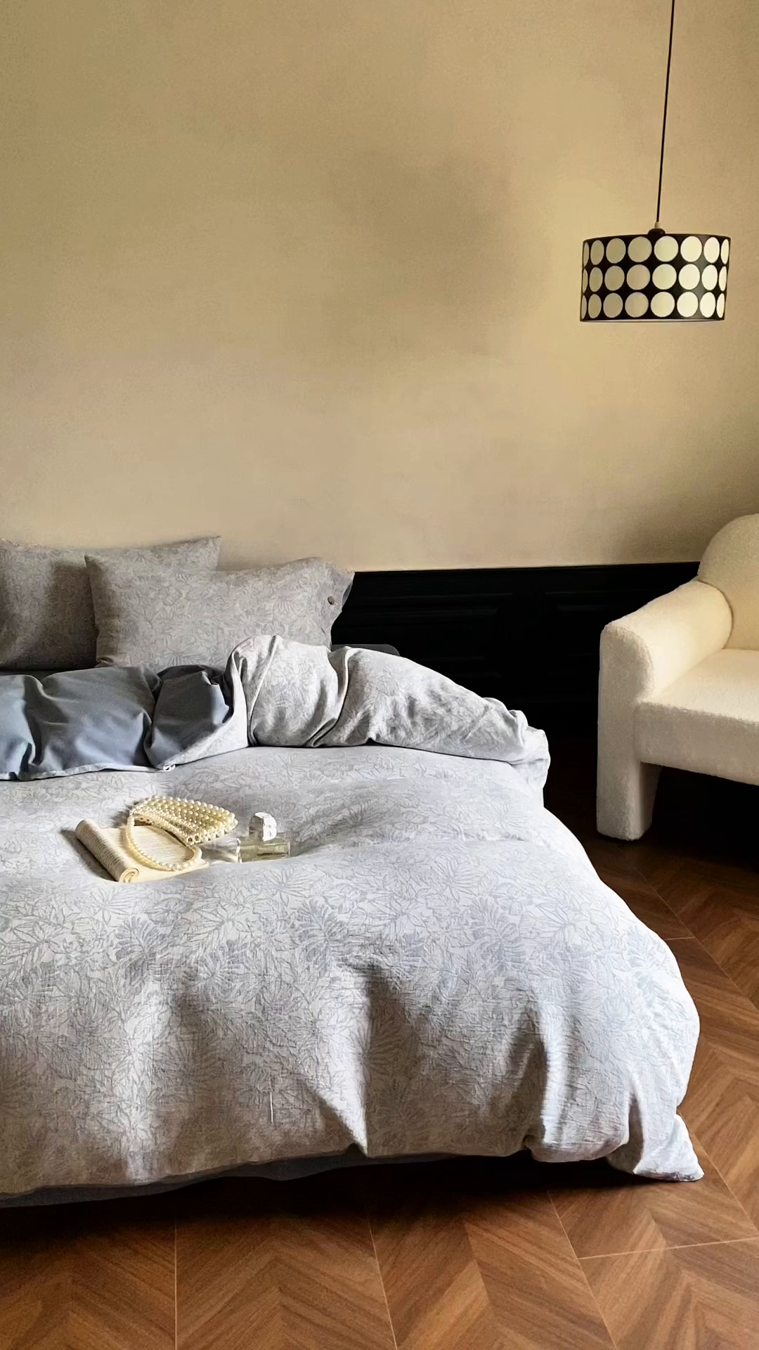 91家纺网 家纺一手货源 找家纺 旷野 2025新款全棉色织大提花100支磨毛四件套 晚枫林-蓝