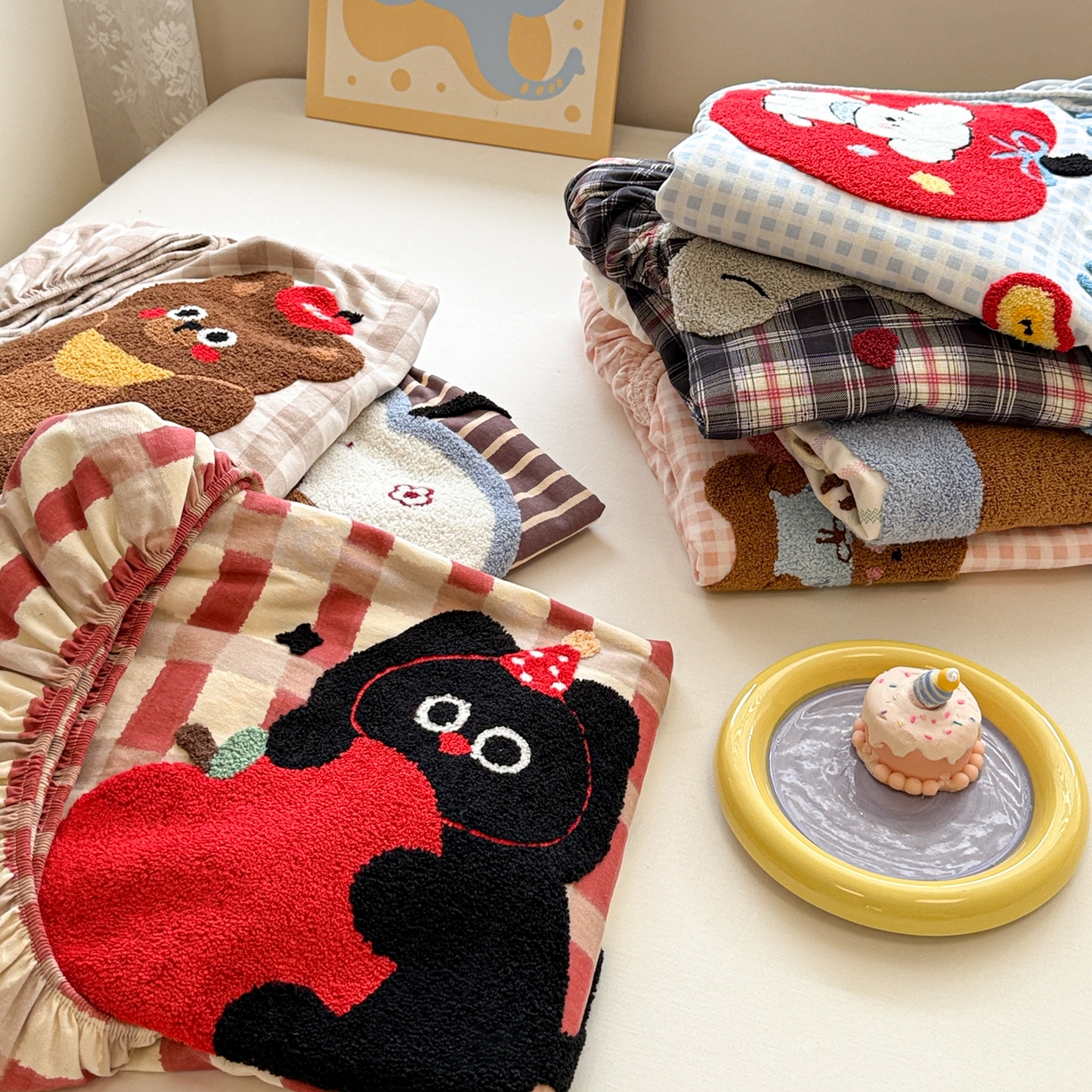 91家纺网 家纺一手货源 找家纺 （总）慕尚家纺 2025新款全棉磨毛毛巾绣单床笠 床笠单件