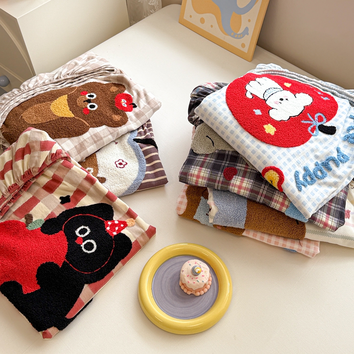 91家纺网 家纺一手货源 找家纺 （总）慕尚家纺 2025新款全棉磨毛毛巾绣单床笠 床笠单件