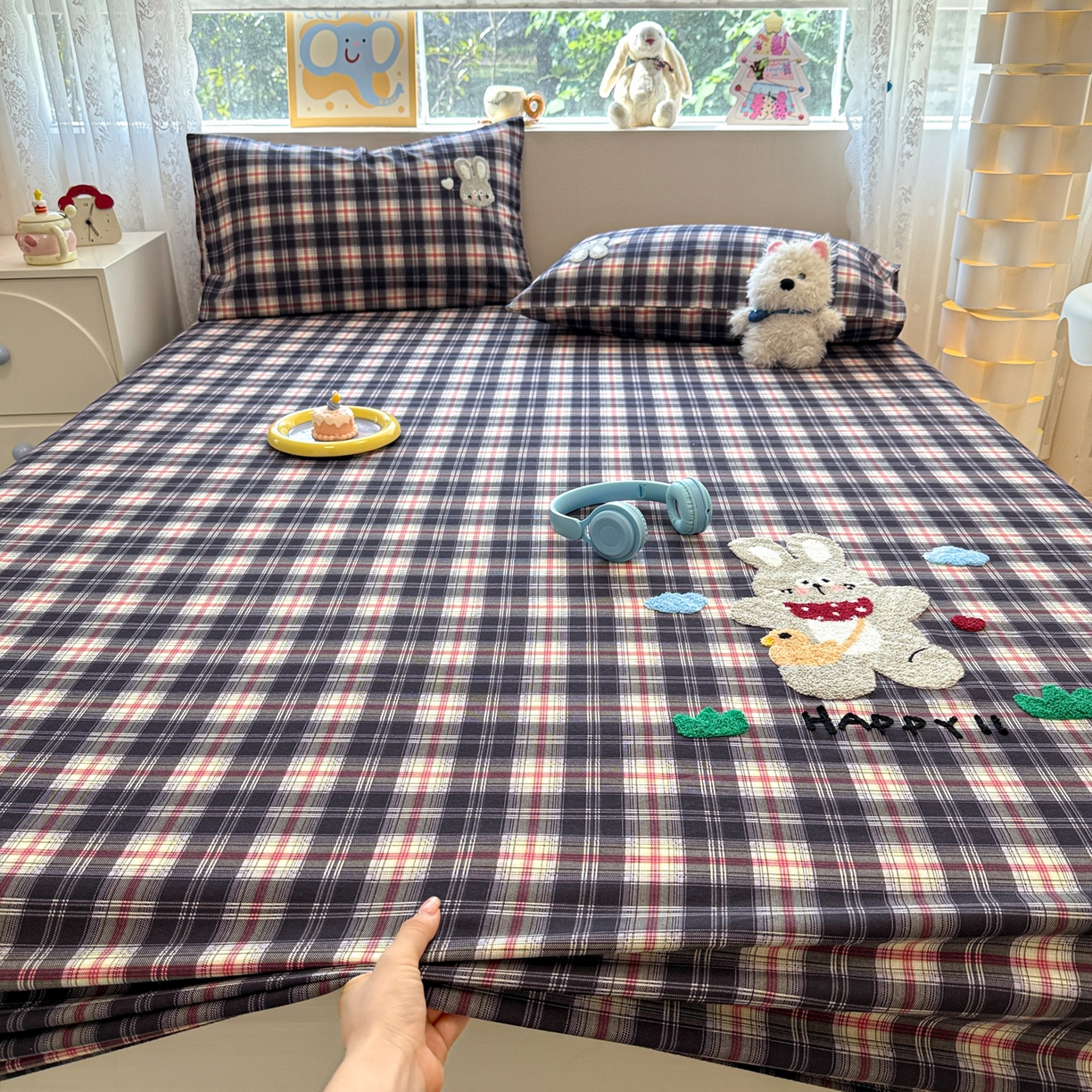 91家纺网 家纺一手货源 找家纺 （总）慕尚家纺 2025新款全棉磨毛毛巾绣单床笠 床笠单件