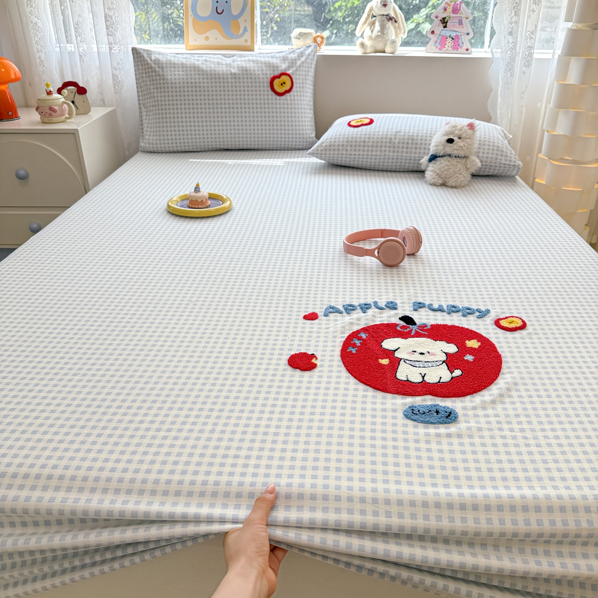 91家纺网 家纺一手货源 找家纺 （总）慕尚家纺 2025新款全棉磨毛毛巾绣单床笠 床笠单件