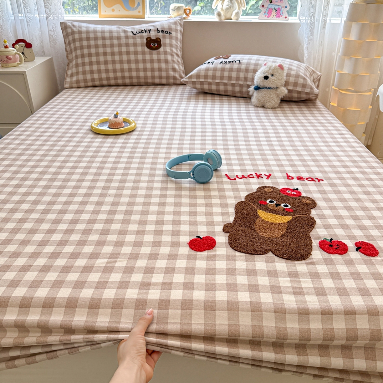 91家纺网 家纺一手货源 找家纺 （总）慕尚家纺 2025新款全棉磨毛毛巾绣单床笠 床笠单件