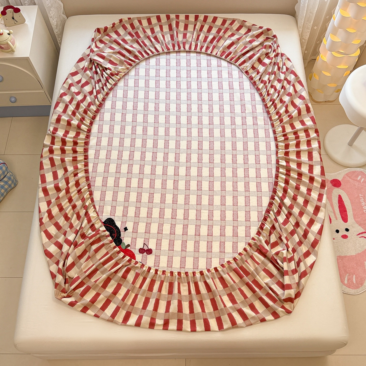 91家纺网 家纺一手货源 找家纺 慕尚家纺 2025新款全棉磨毛毛巾绣单床笠 床笠单件 黑猫警长