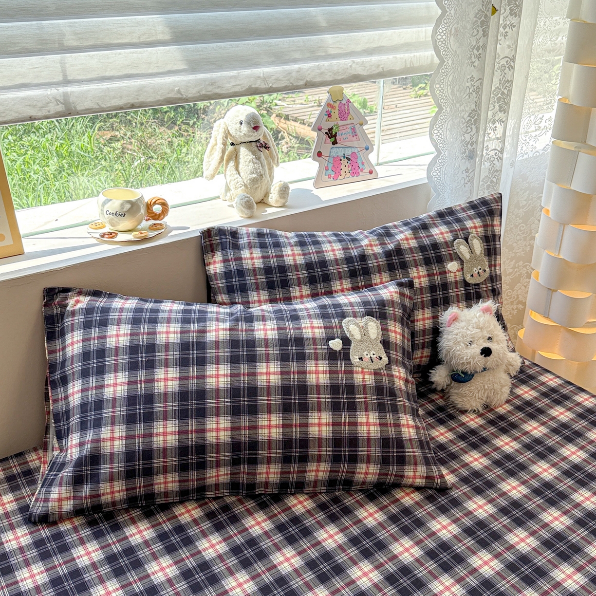 91家纺网 家纺一手货源 找家纺 慕尚家纺 2025新款全棉磨毛毛巾绣单床笠 床笠单件 开心兔兔