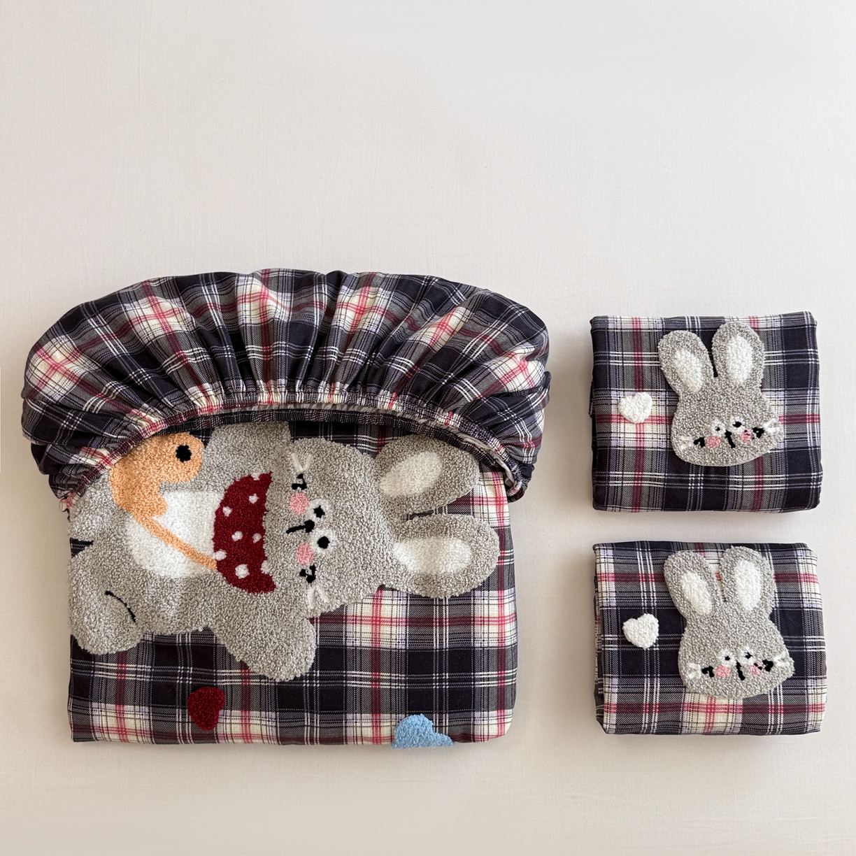 91家纺网 家纺一手货源 找家纺 慕尚家纺 2025新款全棉磨毛毛巾绣单床笠 床笠单件 开心兔兔