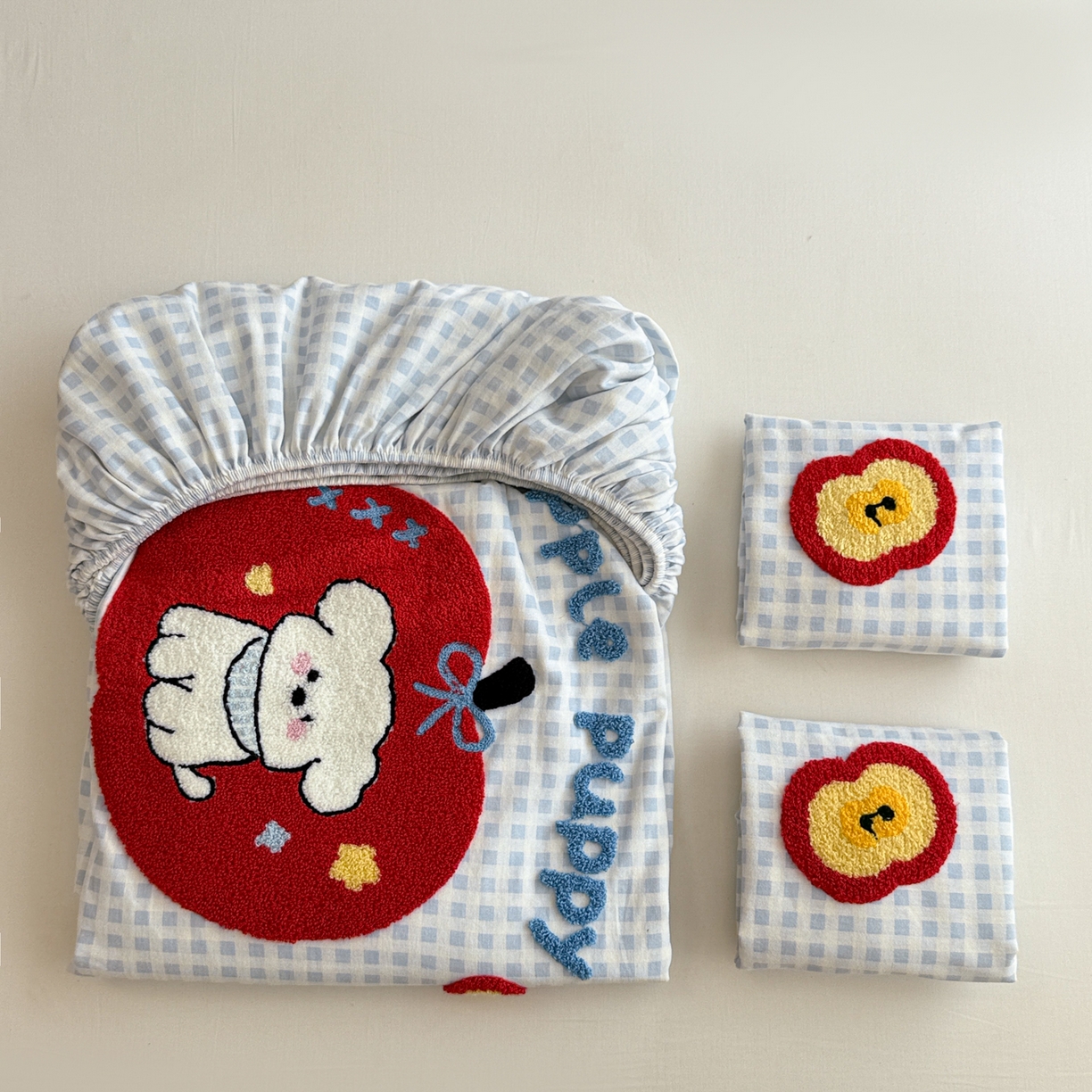 91家纺网 家纺一手货源 找家纺 慕尚家纺 2025新款全棉磨毛毛巾绣单床笠 床笠单件 苹安瑞瑞