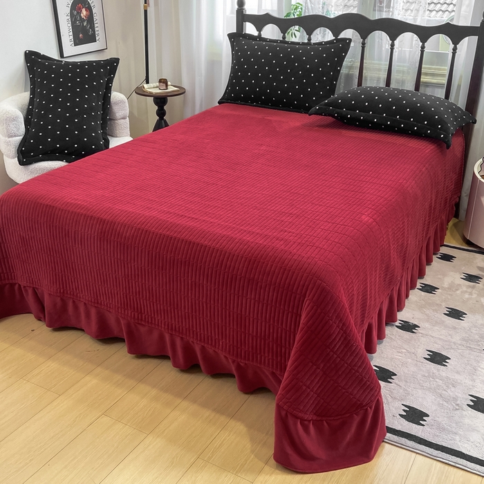 91家纺网 家纺一手货源 找家纺 仟网汇 2025新款亲肤舒适双面牛奶绒床盖款四件套 黑珍珠