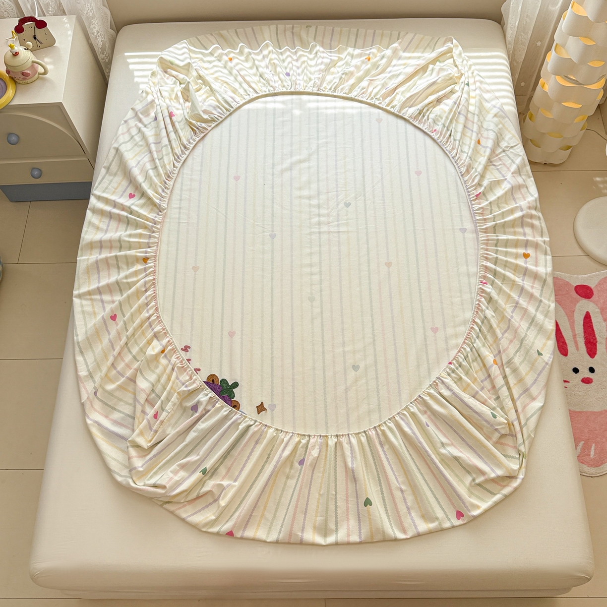 91家纺网 家纺一手货源 找家纺 慕尚家纺 2025新款全棉磨毛毛巾绣单床笠 床笠单件 茄来