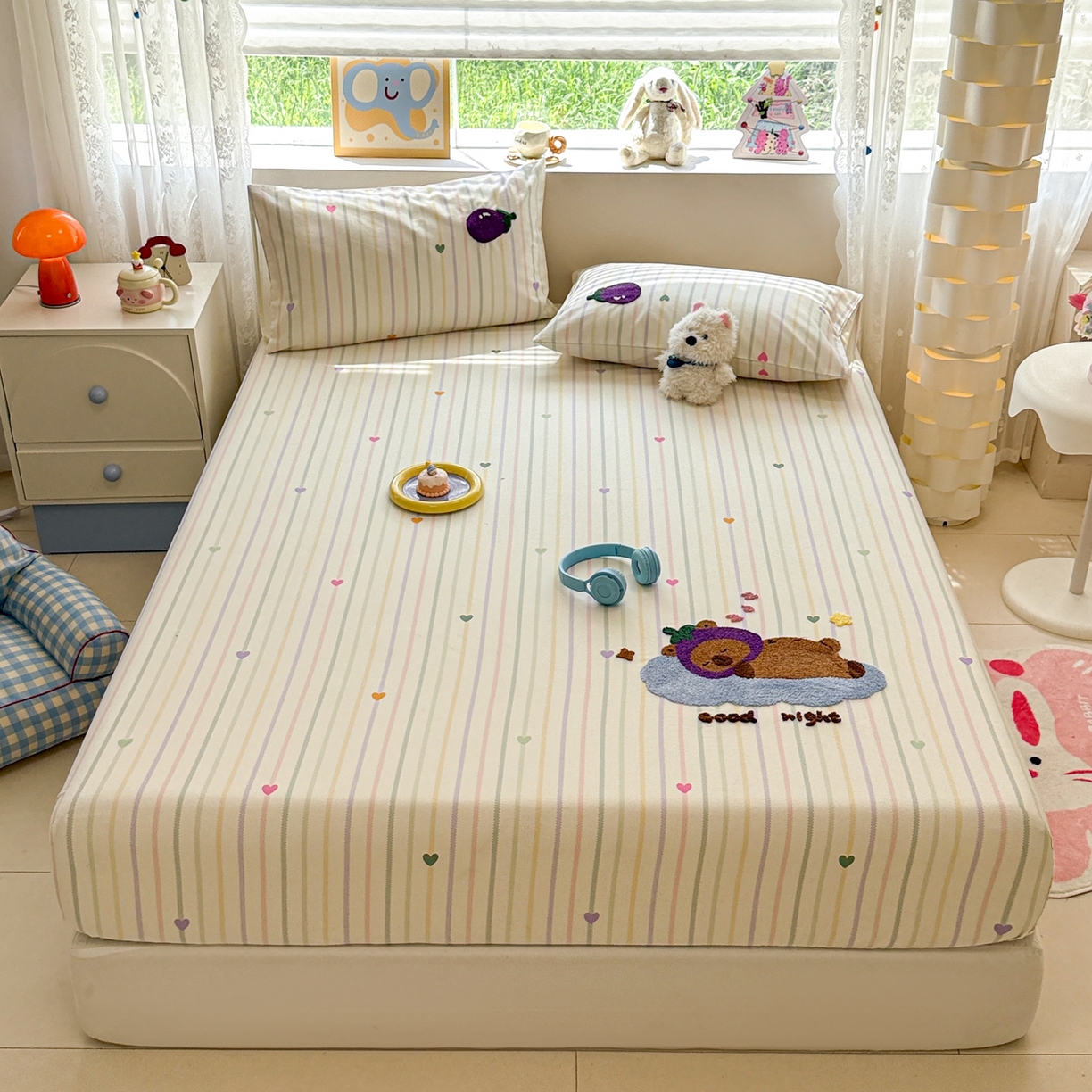 91家纺网 家纺一手货源 找家纺 慕尚家纺 2025新款全棉磨毛毛巾绣单床笠 床笠单件 茄来