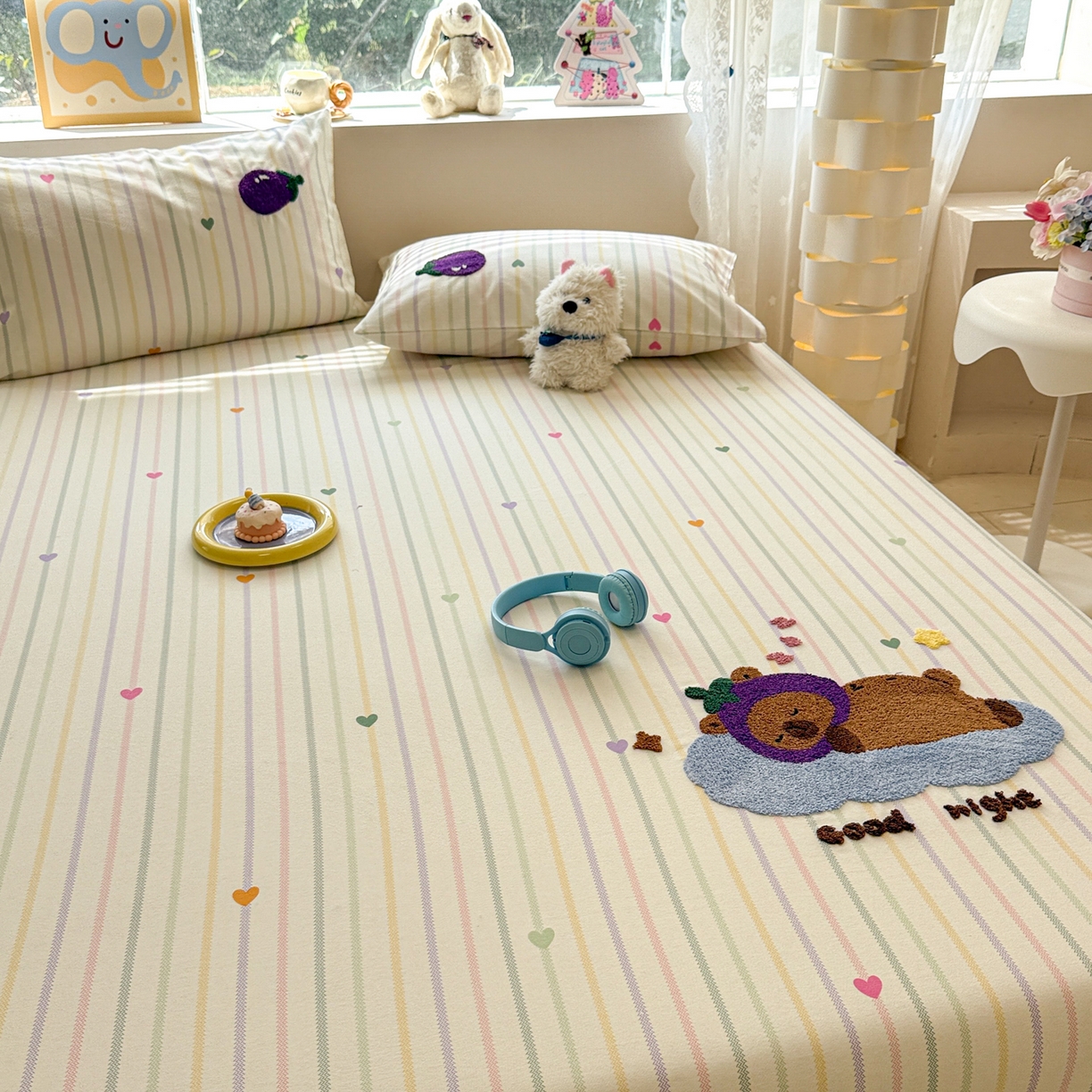 91家纺网 家纺一手货源 找家纺 慕尚家纺 2025新款全棉磨毛毛巾绣单床笠 床笠单件 茄来