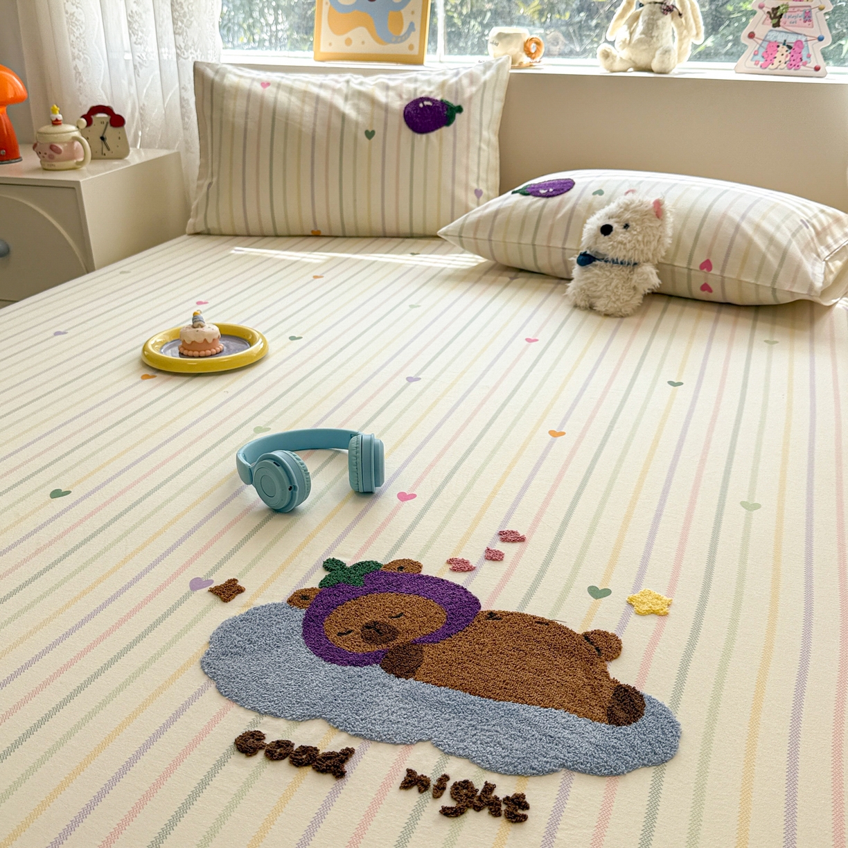 91家纺网 家纺一手货源 找家纺 慕尚家纺 2025新款全棉磨毛毛巾绣单床笠 床笠单件 茄来