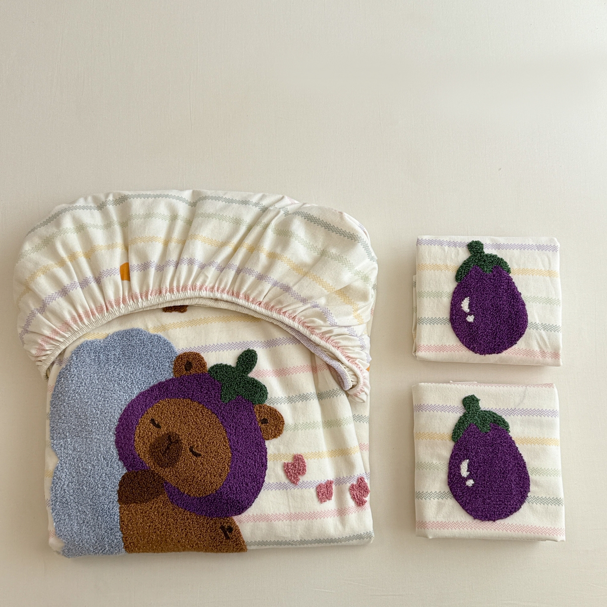 91家纺网 家纺一手货源 找家纺 慕尚家纺 2025新款全棉磨毛毛巾绣单床笠 床笠单件 茄来