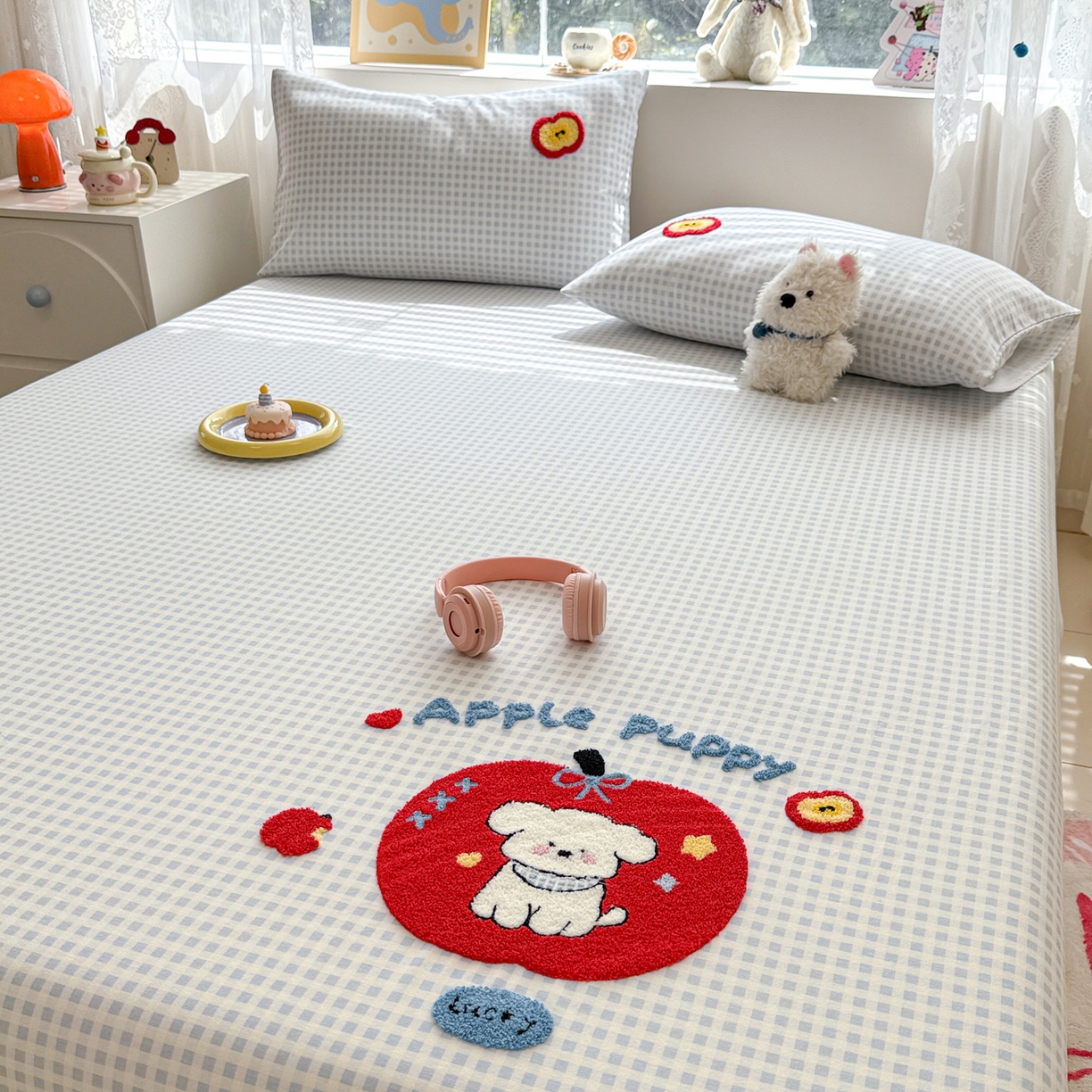 91家纺网 家纺一手货源 找家纺 慕尚家纺 2025新款全棉磨毛毛巾绣单床单 床单单件 苹安瑞瑞