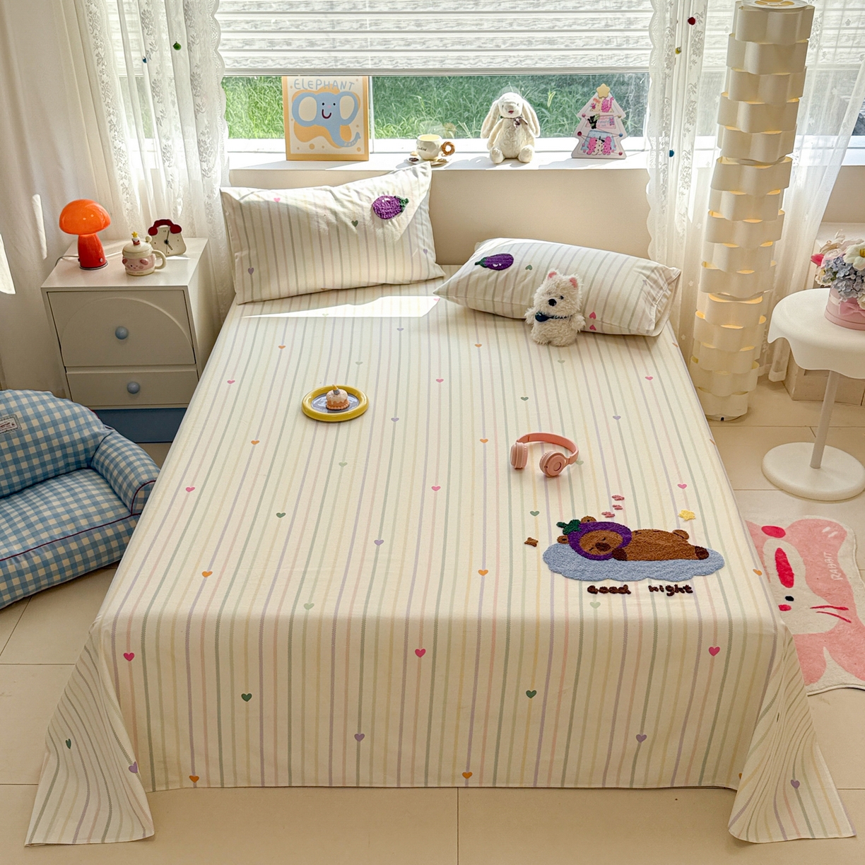 慕尚家纺 2025新款全棉磨毛毛巾绣单床单 床单单件 茄来